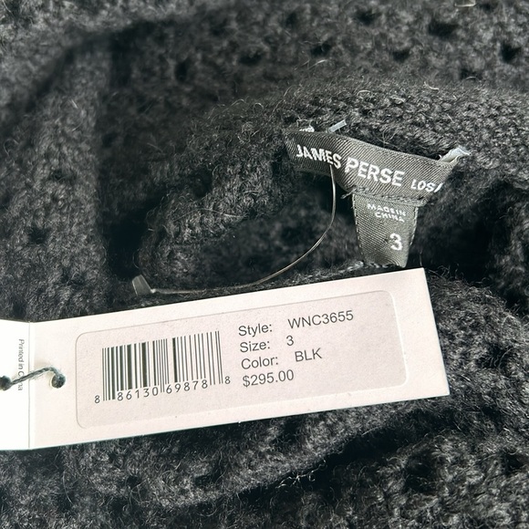 James Perse open knit long sleeve cowl neck black sweater with side slits - Picture 13 of 16